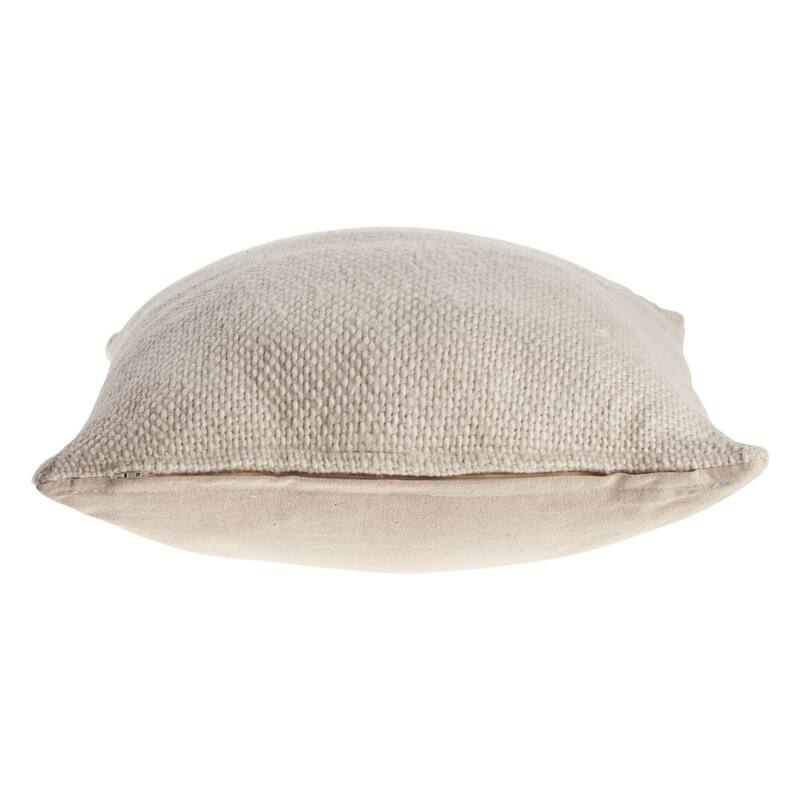 18" Cream Solid Handcrafted Square Throw Pillow