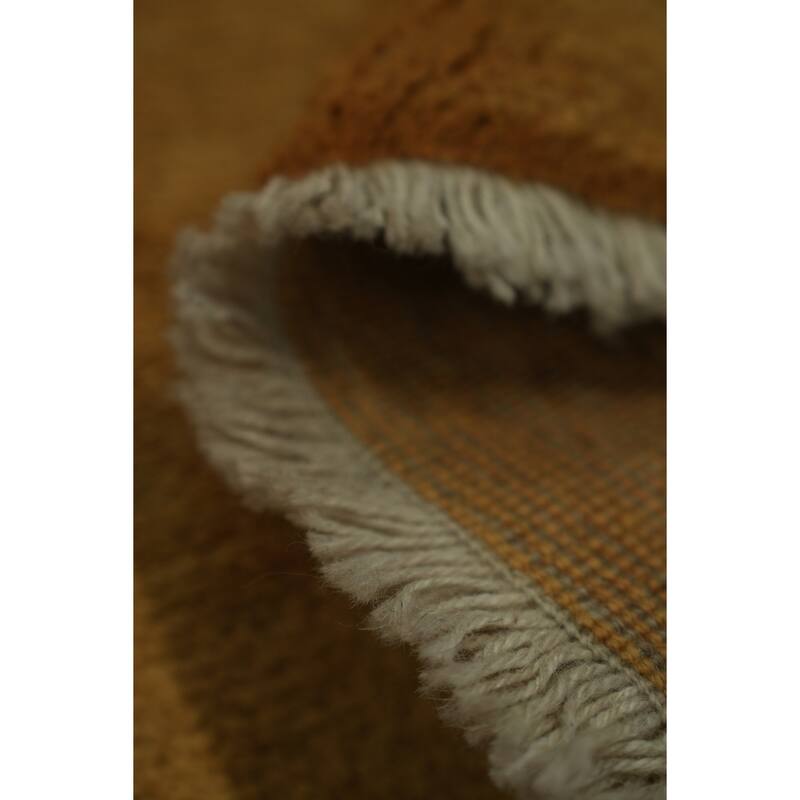 Hand Knotted Oriental 100% Wool Carpet Modern Contemporary Yellow & Gold Gabbeh Runner Rug - 7' 0'' X 2' 9''