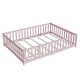 preview thumbnail 26 of 43, White Full Size Wooden Floor Bed with Fence & Door, Rubber, Safety Guardrails