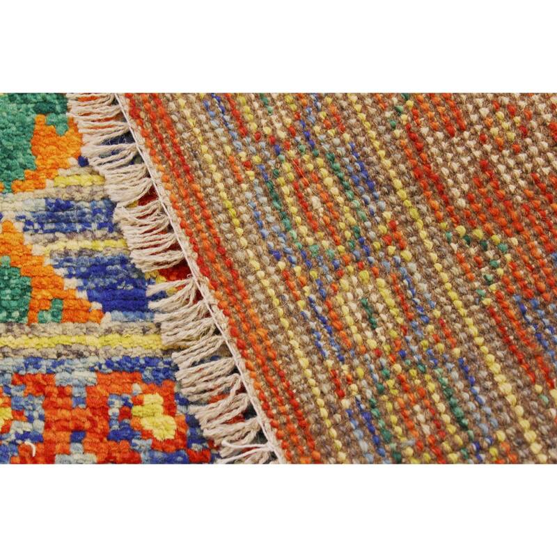 Rustic Balochi Contreras Red/Blue Hand Knotted Wool Rug - 5'8'' x 8'0''