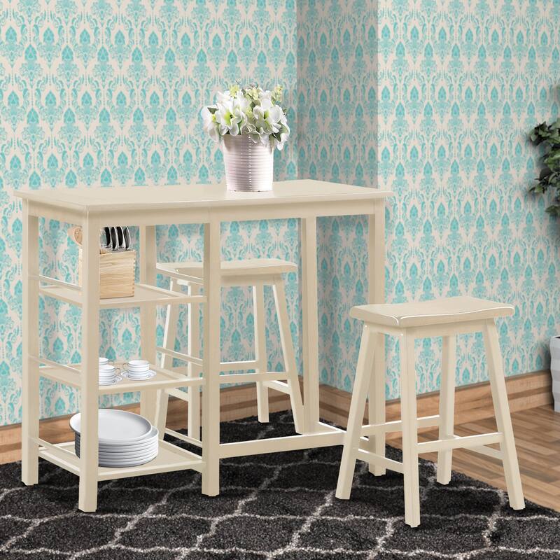 Spacious Counter Height Set, Off White, 3 Piece Pack