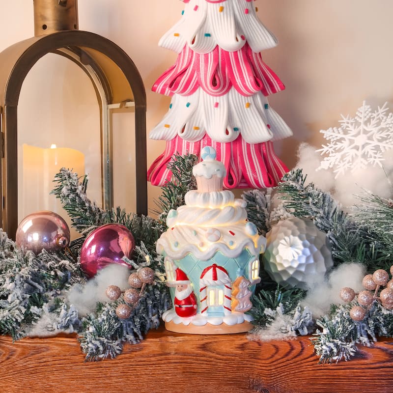 National Tree Company 8 in. Santa Cake House with Lights - 8 in