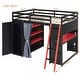 preview thumbnail 18 of 64, Wood Full Size Loft Bed with Blackout Curtains and RGB Lights, Gaming Loft Bed with Desk & Shelves