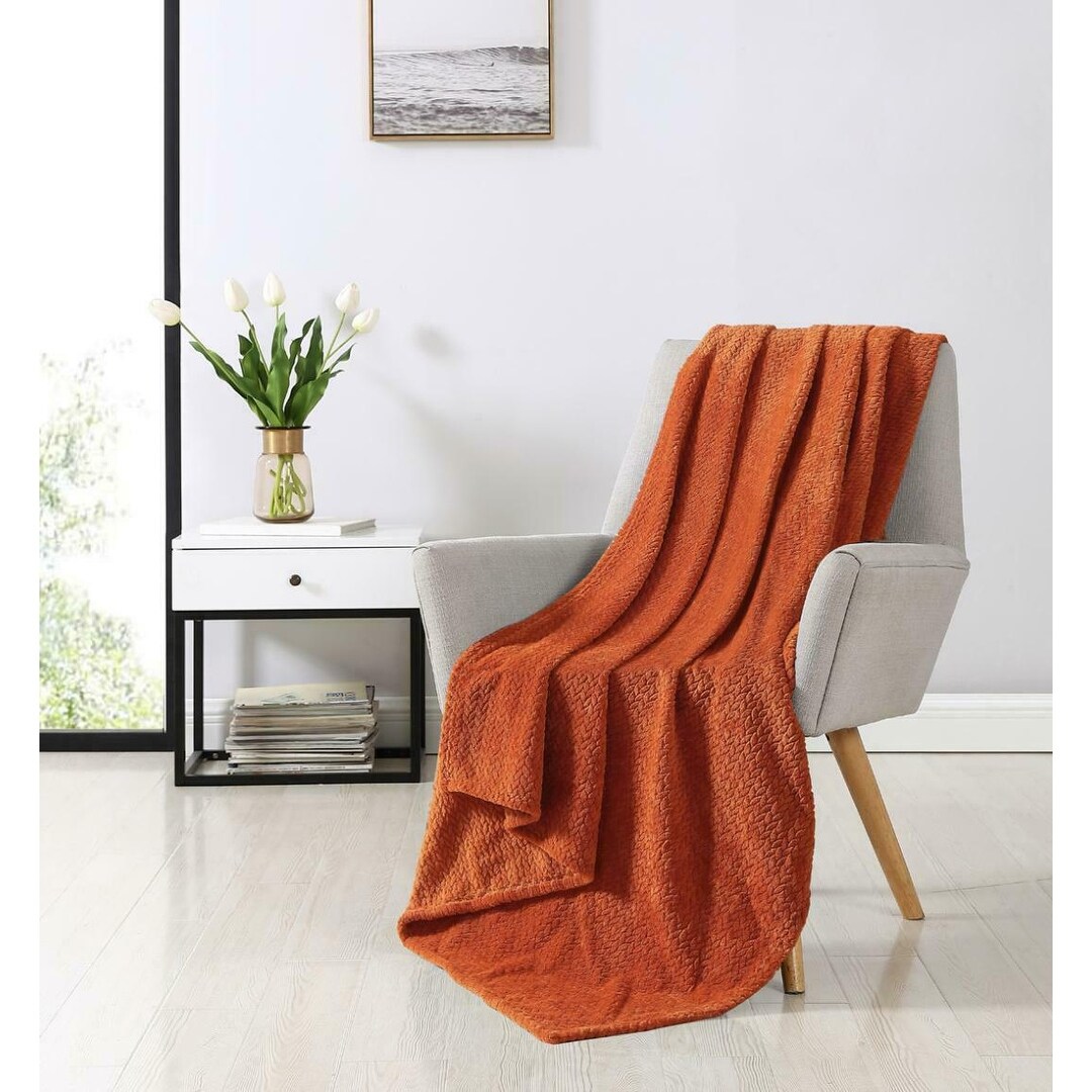 Orange plush throw blanket clearance