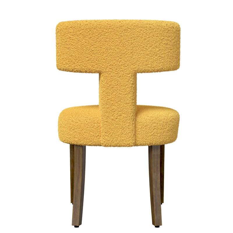 Dining Chairs Boucle Fabric Lamb Upholstered T-Shape (Set of 2)