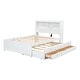 preview thumbnail 13 of 14, Full Size Platform Bed with Trundle, Storage Drawers, USB Ports, and Headboard Shelves in White