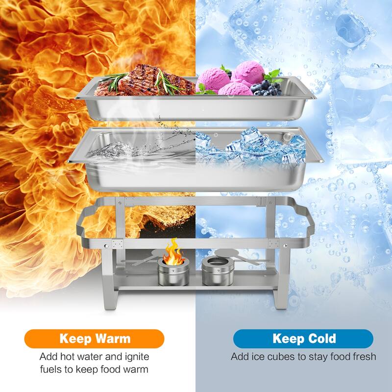 Costway Chafing Dish Buffet Set 2 Packs 9 QT Stainless Steel Chafers