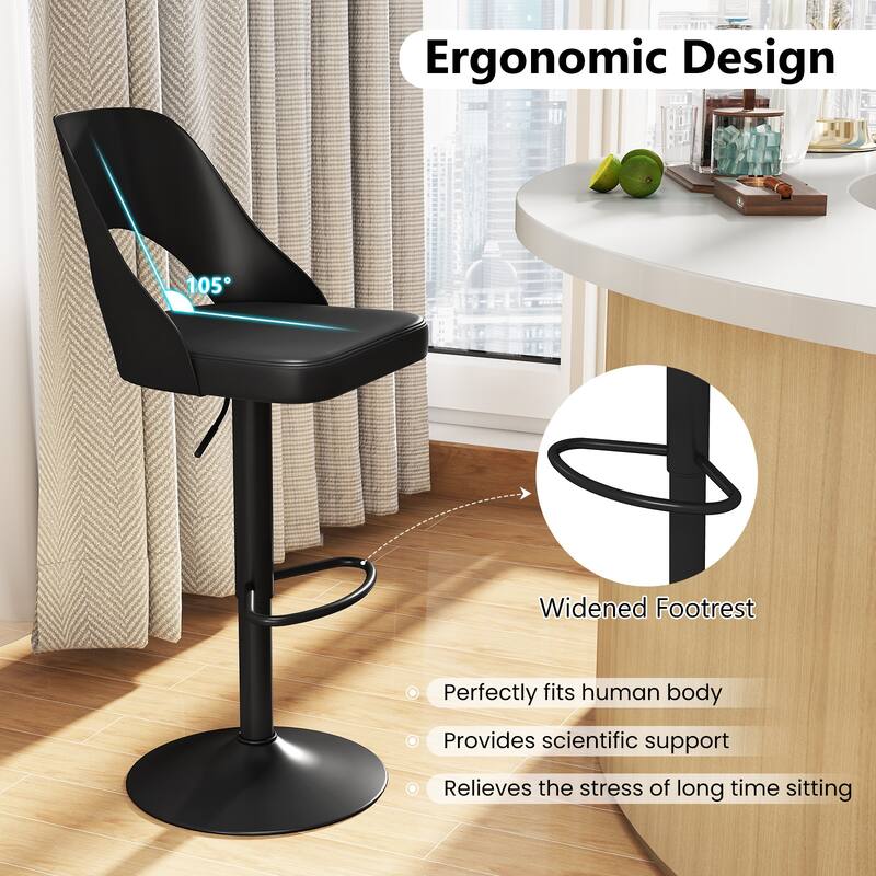 Gymax Bar Stools Set of 4 w/Enlarged PU Leather Seat Footrest Swivel