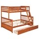 preview thumbnail 23 of 71, Elegant Twin-Over-Full Bunk Bed Wooden Kids Bed with Ladders,Guardrail,Staircase and Two Storage Drawers