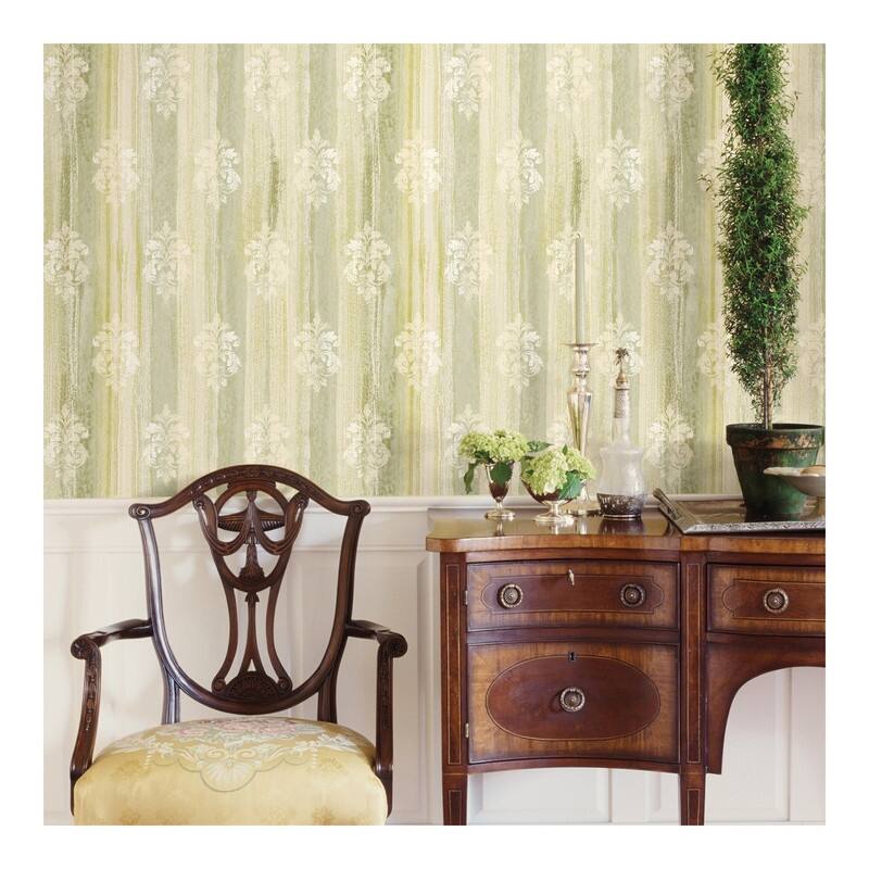 Advantage Alison Green Damask Motif Wallpaper - 21 x 396 x 0.025