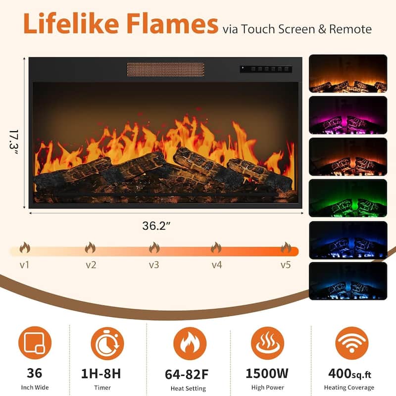 Modern Entertainment Center 70" Fireplace TV Stand with 36" Electric Fireplace