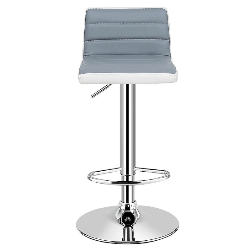 Set of 2 Adjustable PU Leather Bar Stools - 14.5" x 17" x (31" - 39") (W x D x H)