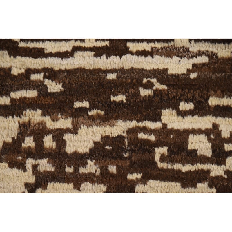 Tribal Moroccan Oriental Wool Area Rug Hand-knotted Dining Room Carpet - 6'11" x 9'8"