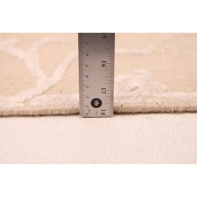 ECARPETGALLERY Hand Loomed Elysian Beige, Ivory Viscose, Wool Rug - 6'8 x 8'1