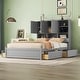 preview thumbnail 1 of 18, Queen Size Platform Bed with Storage Headboard and 4-Drawers, Grey