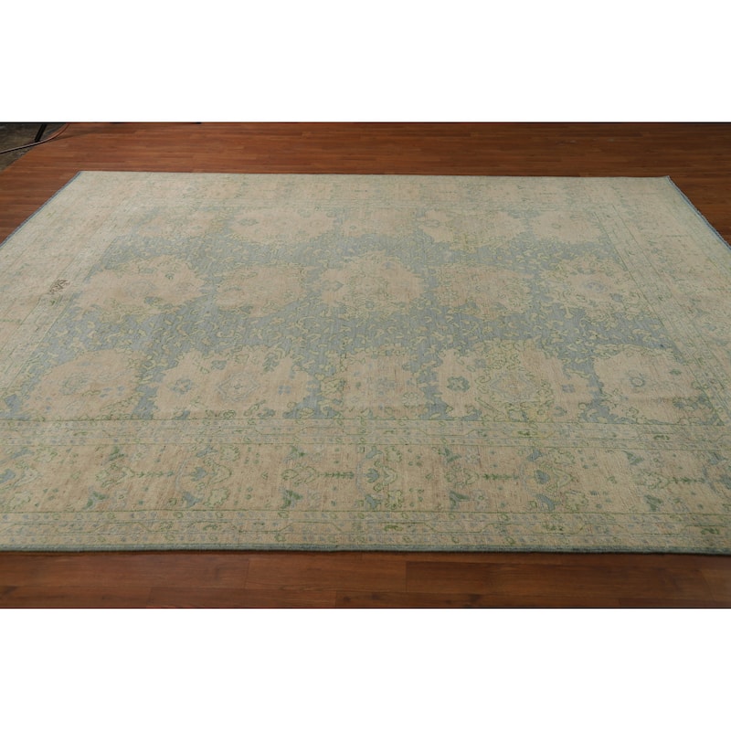 Floral Oushak Turkish Area Rug Hand-Knotted Vegetable Dye Wool Carpet - 7'11"x 9'11"