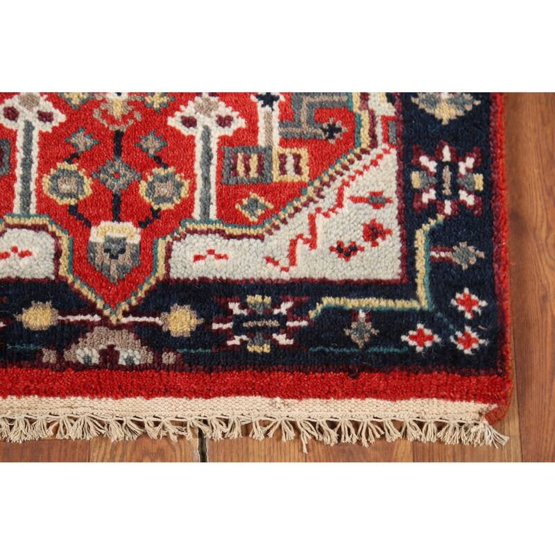 Geometric Kazak Indian Accent Rug Hand-Knotted Wool Carpet - 2'0"x 3'0"