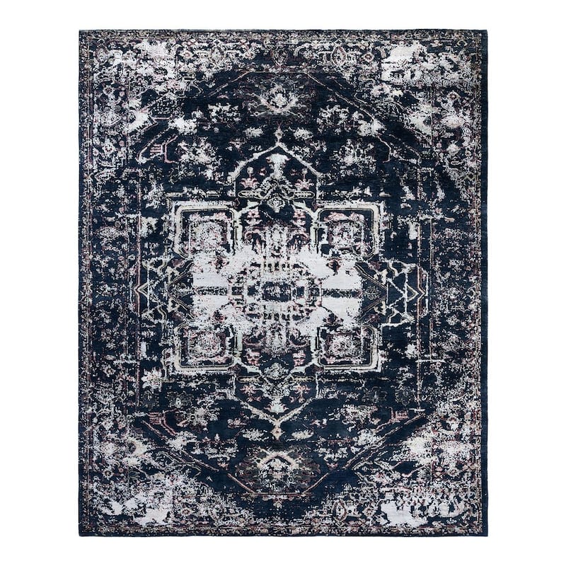 Ikat One-of-a-Kind Hand-Knotted Area Rug, Blue - 8' 0" x 9' 10"