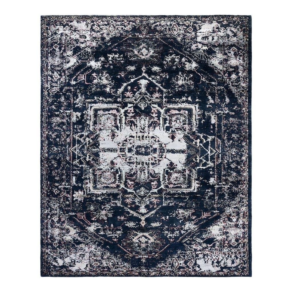 Ikat One-of-a-Kind Hand-Knotted Area Rug, Blue - 8' 0" x 9' 10"