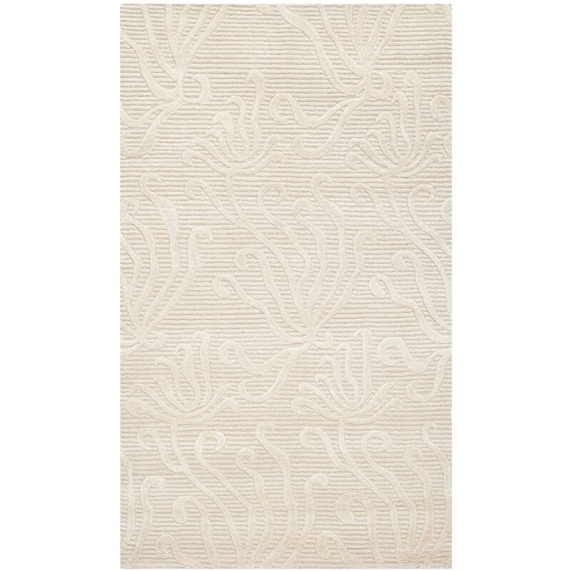 Martha Stewart by SAFAVIEH Seaflora Silk/ Wool Rug - 2'6" x 4'3" - Pearl