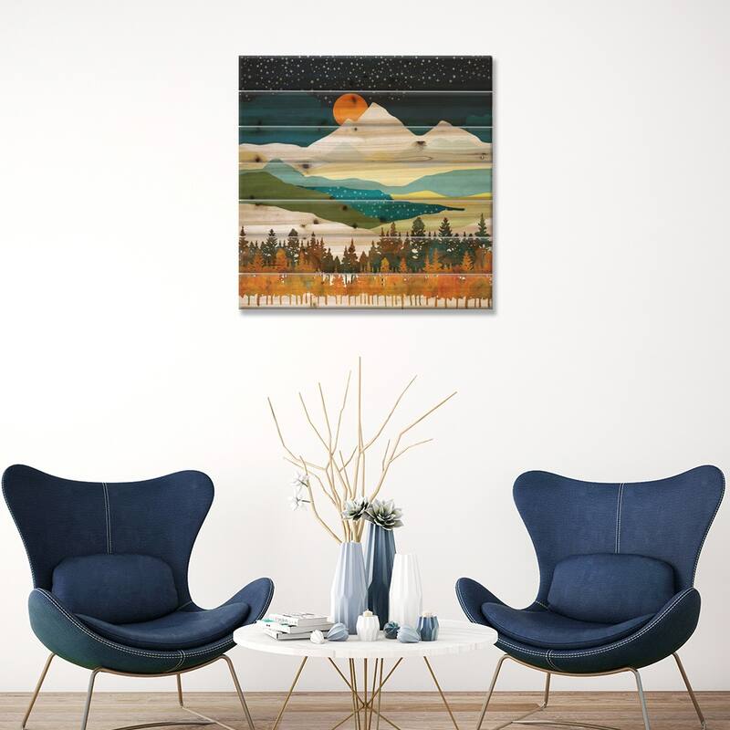Winters Night Print On Wood by SpaceFrog Designs - Multi-Color