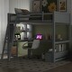 preview thumbnail 16 of 26, Full Size Loft Bed with L-Shaped Desk, LED Light and Charging Station, Storage Kids Bed Frame with 2-Drawer Bench