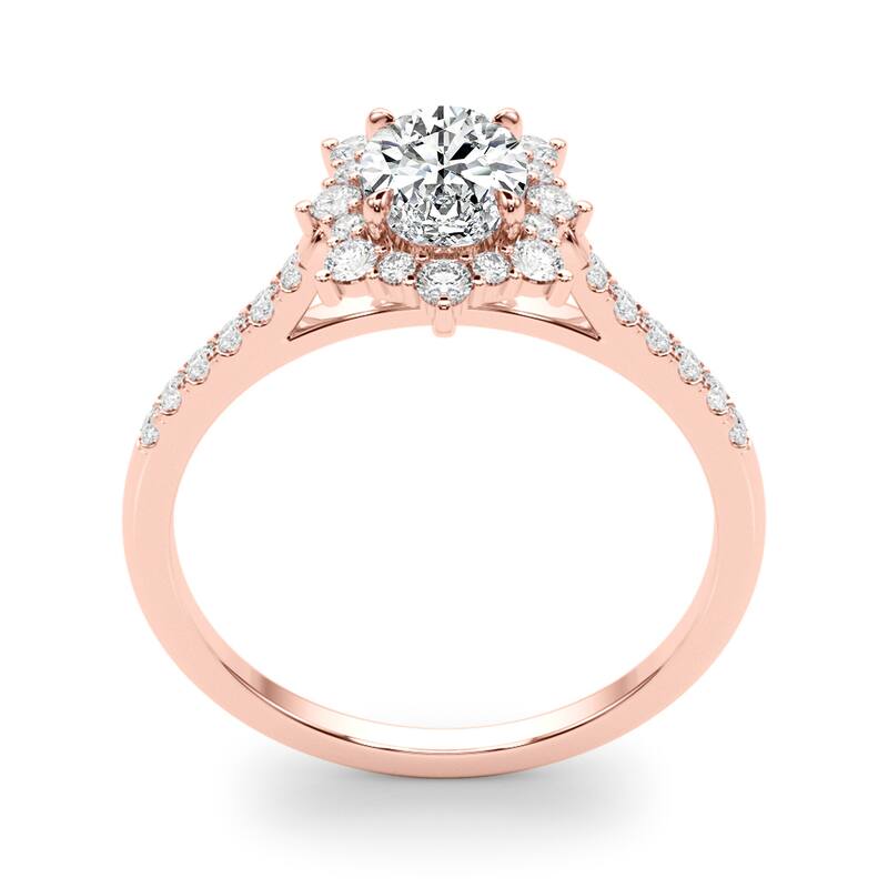 Auriya 14k Rose Gold Lab Grown Oval Diamond Halo Engagement Ring 0.50 to 5.00 ct. tw. (F-G VS)