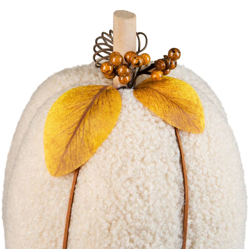 Plush Pumpkin Fall Harvest Decoration - 10" - Cream and Yellow