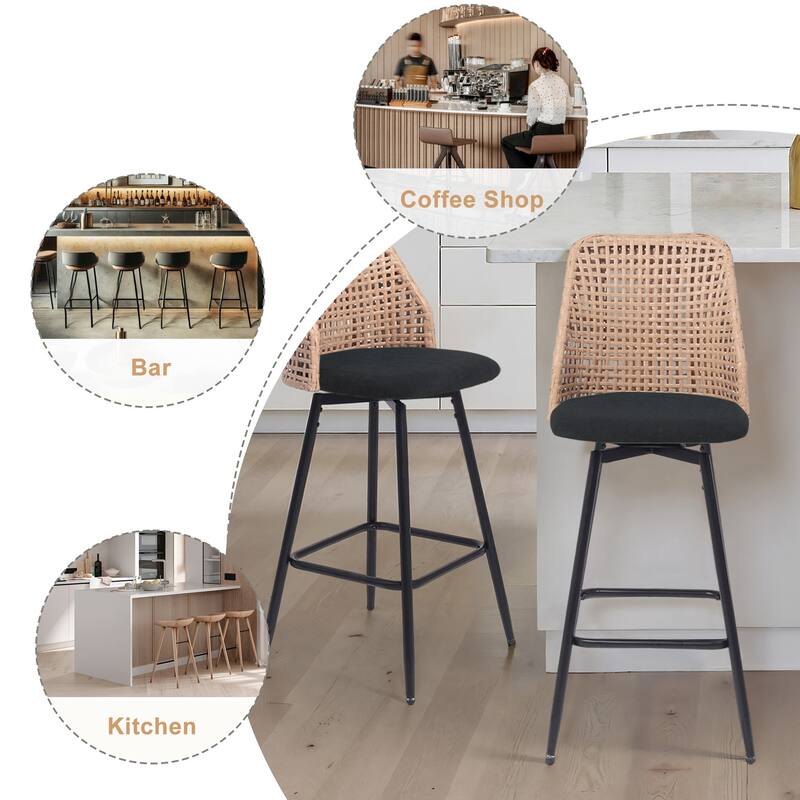 28.8" Indoor Swivel Wicker Barstools