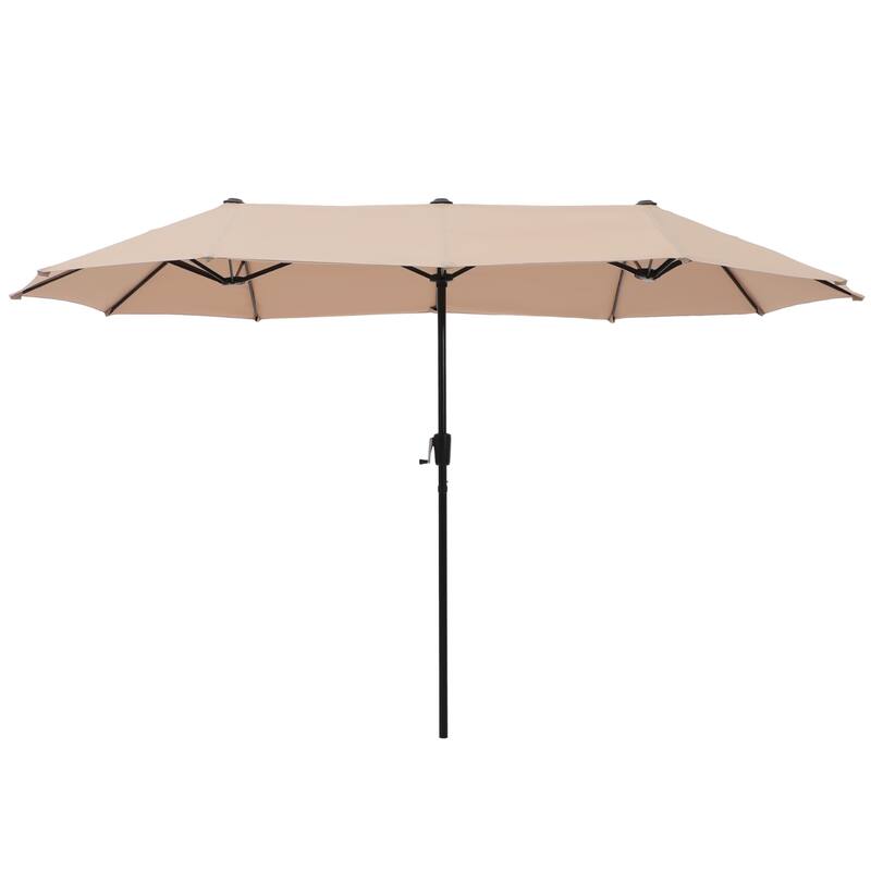 MAISON ARTS 8-Piece Outdoor Dining Set with 13ft Umbrella, Metal Rectangle Table & 6 Stackable Chairs