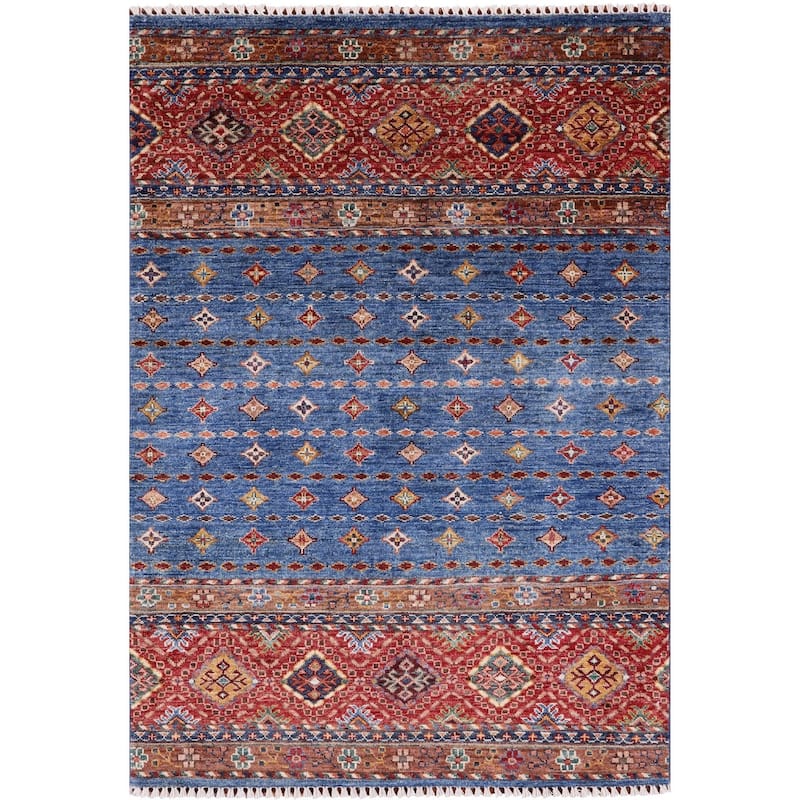 Golden Nile Khorjin Persian Gabbeh Hand Knotted Wool Rug - 3' 4" X 4' 8"