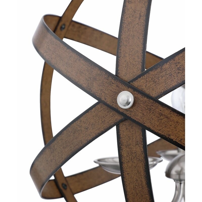 3 Light Barnwood And Brushed Nickle Pendant - 15.29"x15.29"x17.57"