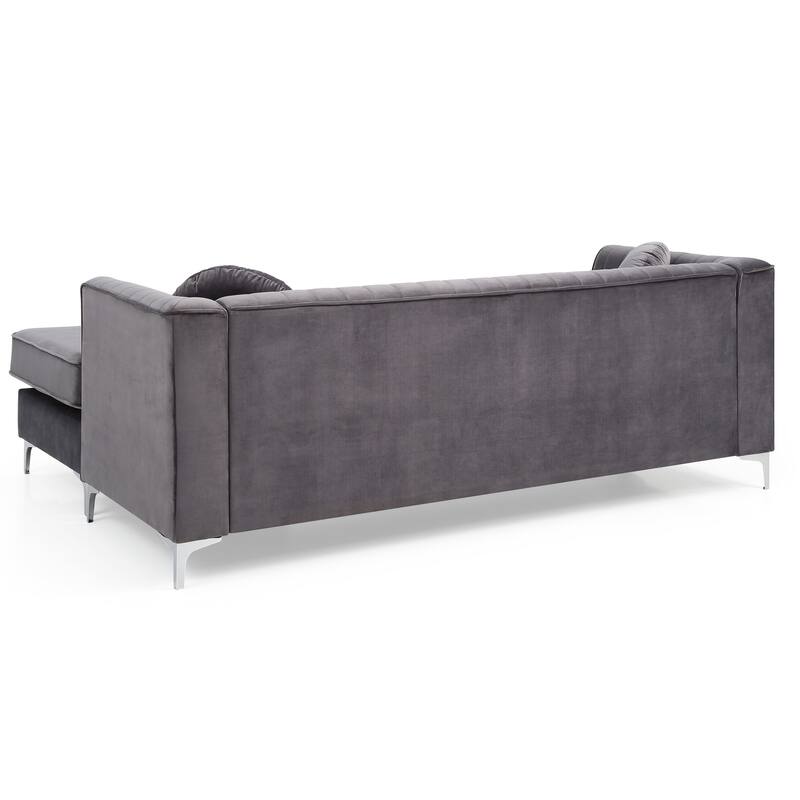 G790B-SC Gray Velvet Sofa Chaise, 75x63x32 inches, 146 lbs, Semi Assembled