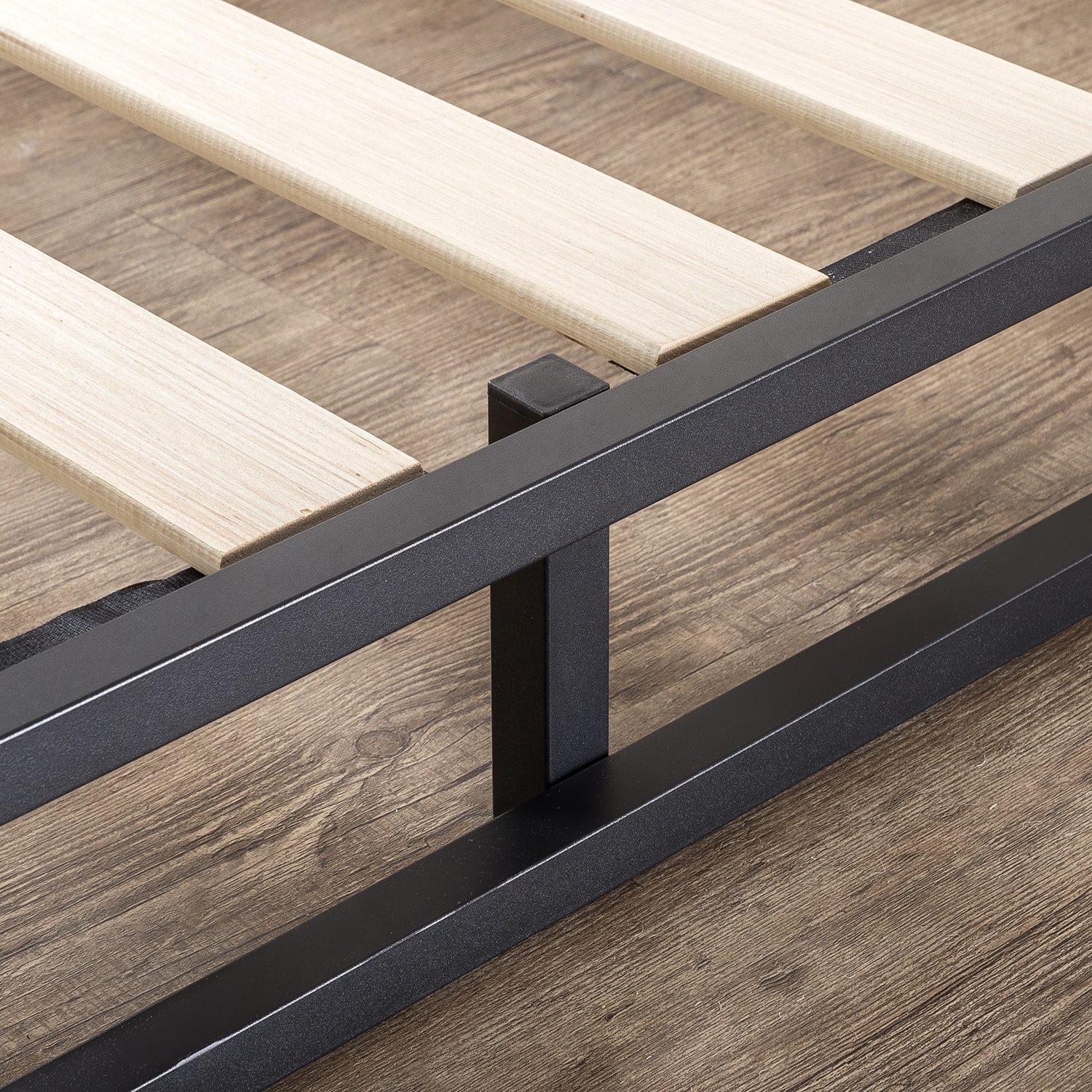Metal platform bed frame with wood slats deals