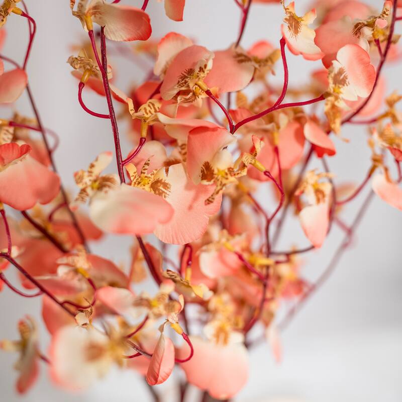 Coral Pink Silk Decorative Artificial Dancing Lady Orchid Faux Flowers(Pack of 1 Branch)