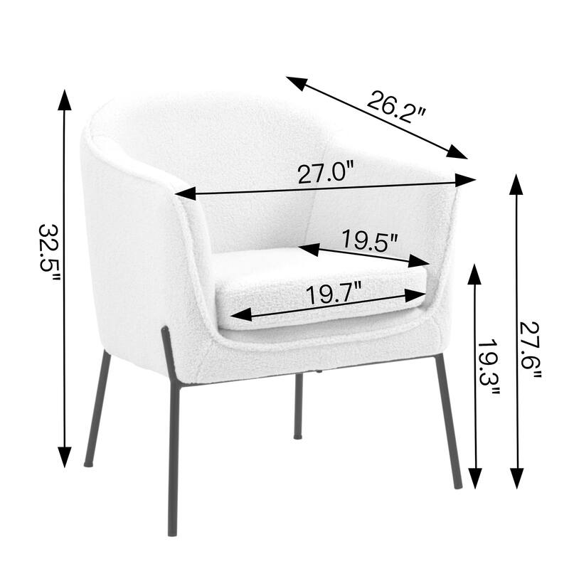 Ayame Beige Boucle Accent Chair with Black Iron Legs