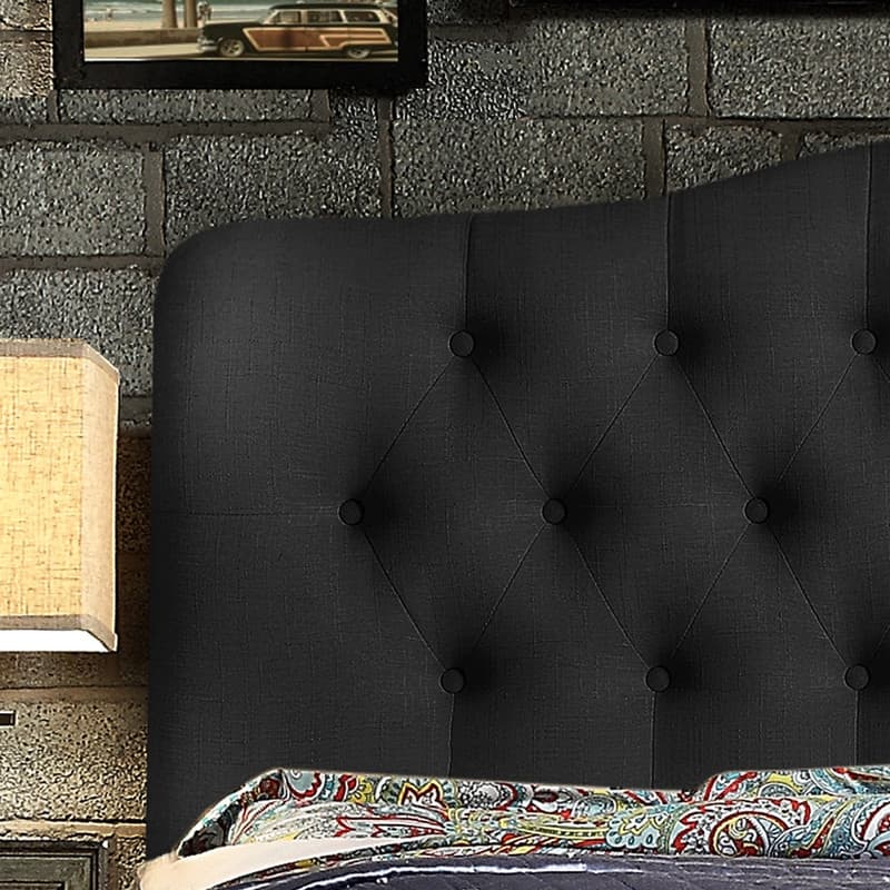 Tara Virgil Curved Upholstered Button-tufted Platform Bed Frame