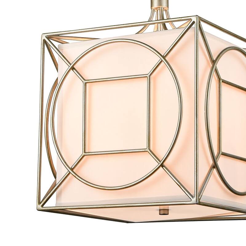 Elk Home Shaftsbury Square Silver With White Shade 3 Light Pendant