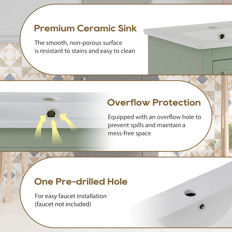 Bathroom Vanity with Sink, Small Bathroom Cabinet with Storage Racks, Single Basin Vanity Set with Soft-Close Door