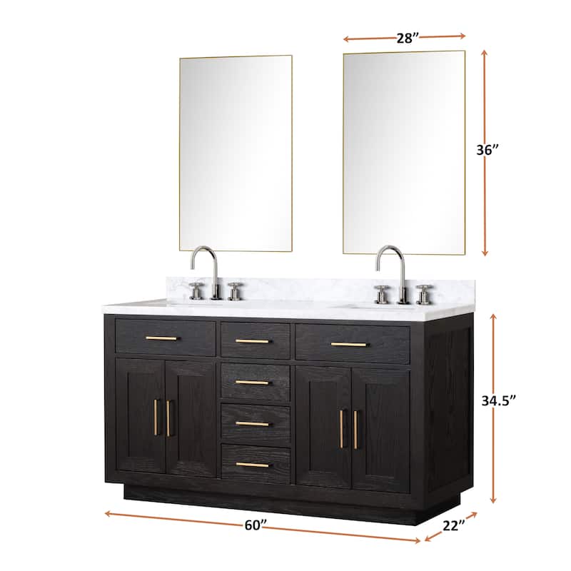 Lexora Abbey Bath Vanity and Carrara Marble Top