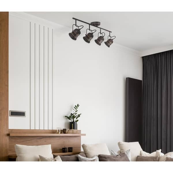 slide 2 of 7, Westinghouse Lighting Boswell Four-Light Indoor Oil-Rubbed Bronze Track Light Kit Oil Rubbed Bronze