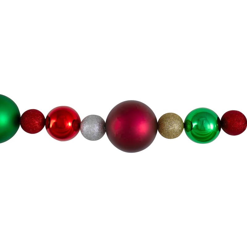 6' Colored Shatterproof Ball Artificial Christmas Garland Unlit