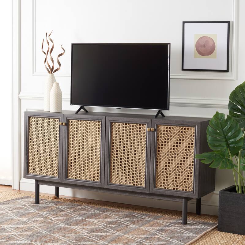 SAFAVIEH Home Piran 63-inch 4 Door 2 Shelf Media Stand. - 63"Wx16"Dx32"H