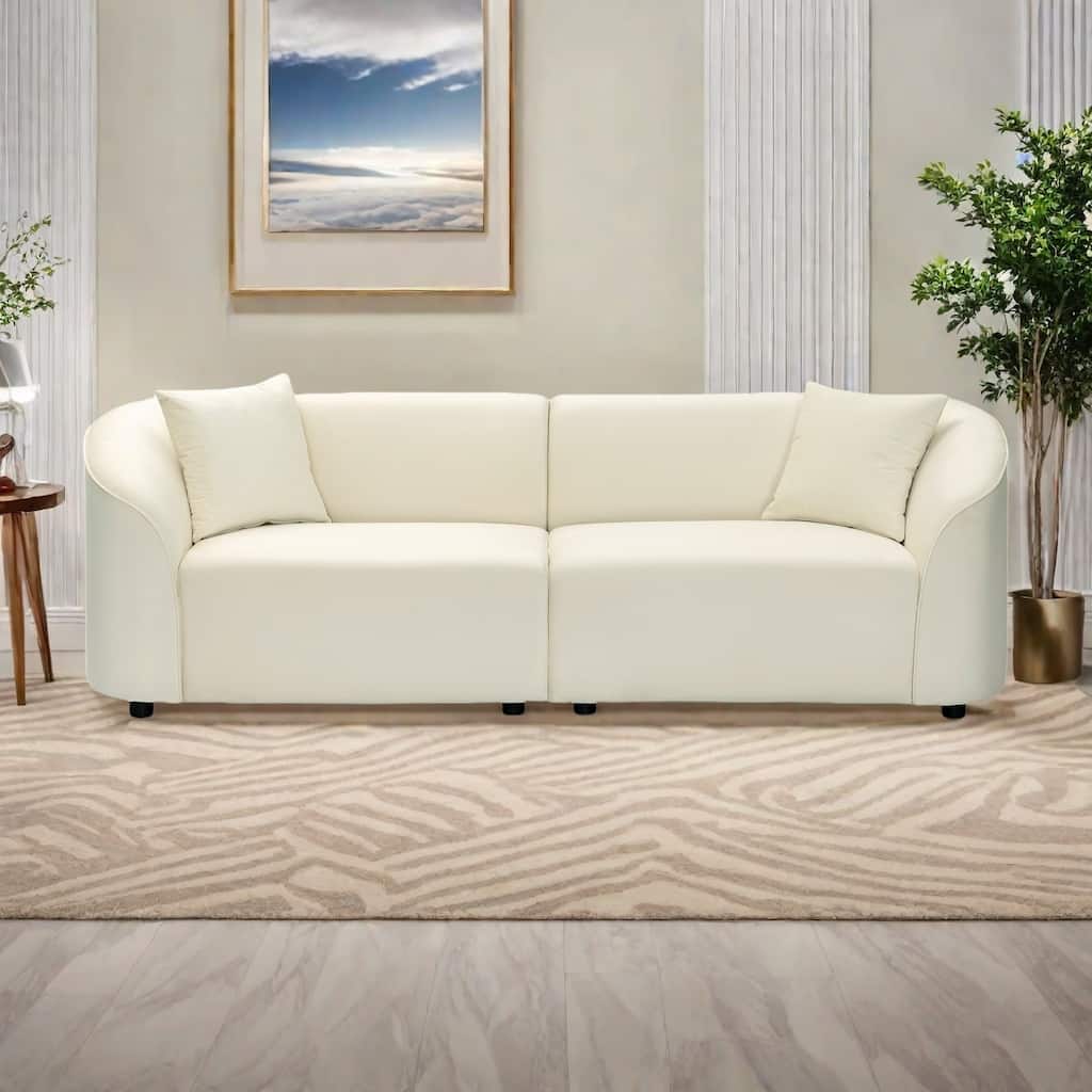 87.25" Velvet 3-Seater Sofa with Ergonomic Support and Solid Frame - Luxurious Statement Piece