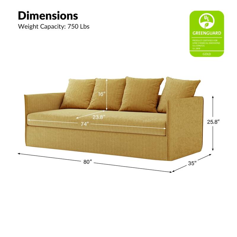 Gottfried 80" Slipcovered Sofa with Two Slipcovers by HULALA HOME
