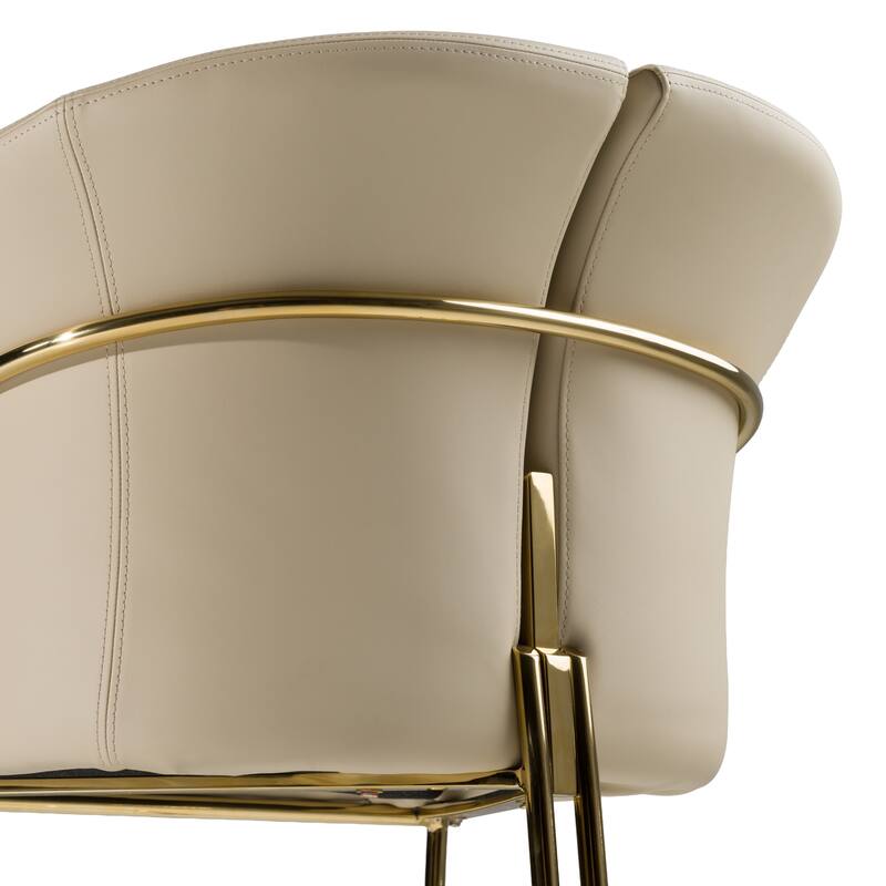 Modrest Renfew Modern Beige Vegan Leather & Champagne Gold Dining Chair