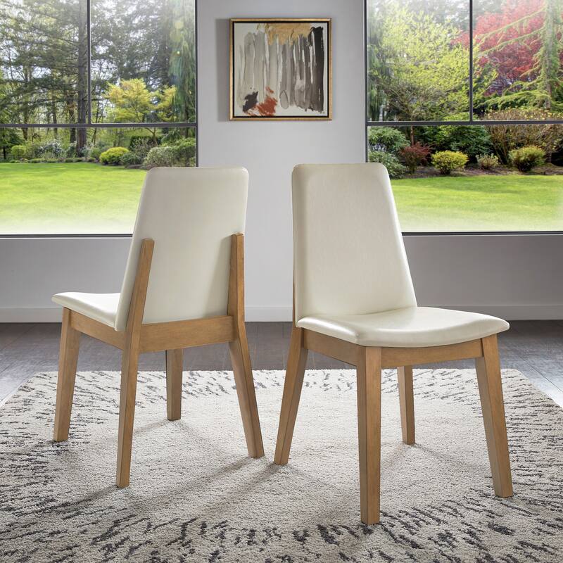 Harstad Wood Finish White Vegan Leather Dining Chair (Set of 2) by iNSPIRE Q Modern