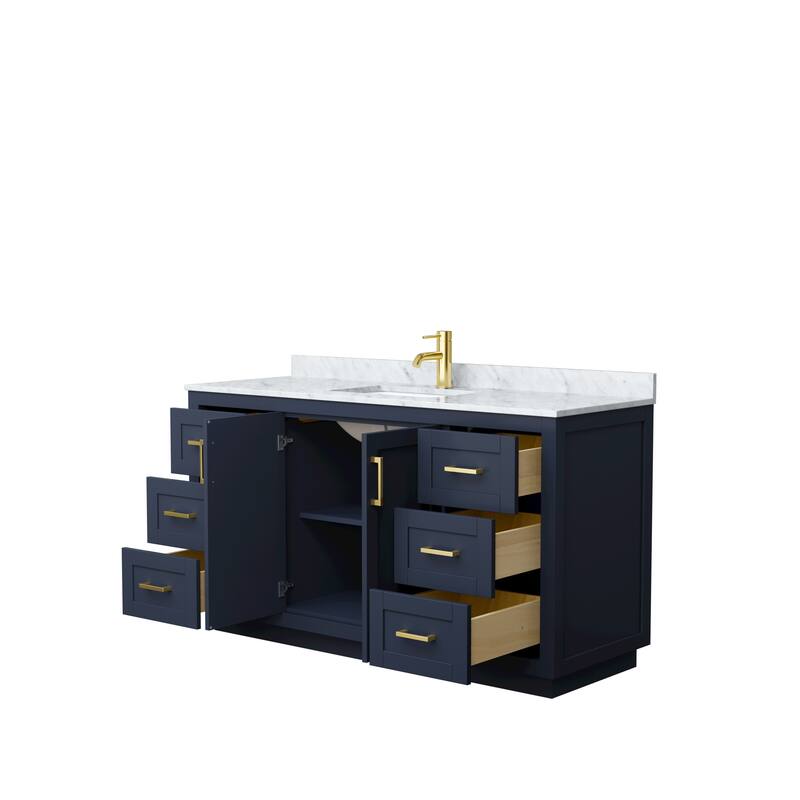 Miranda Single Vanity Set, White Carrara Marble Top, No Mirror