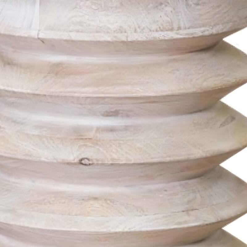 18-Inch Rustic Round End Table Solid Mango Wood Brown Distressed Finish - 14" x 14" x 18"