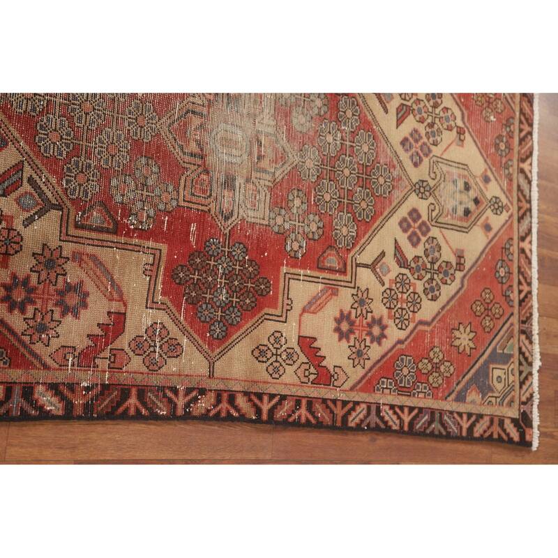 Distressed Tabriz Persian Vintage Rug Handmade Beige Wool Carpet - 3'4" x 5'0"